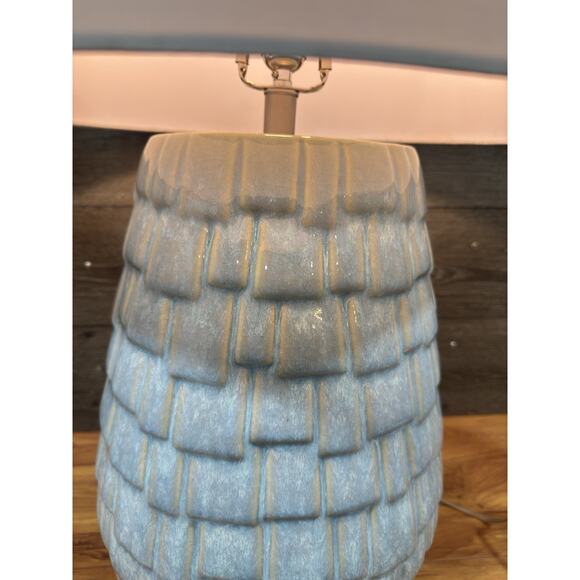 Uttermost Talima Blue Crackle Glaze Ceramic Table Lamp 29” Brushed Nickel - Picture 9 of 13